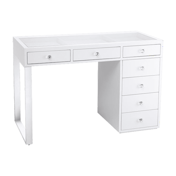 Impressions Vanity Mini SlayStation Kylie 1.0 Makeup Vanity Table with Drawers for Bedroom (White)