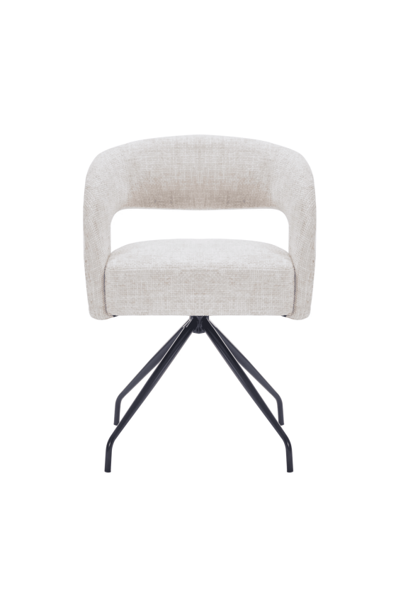 Impressions Vanity Miranda Vanity Chair with Stable Metal Base and Linen Curved Backrest (Cream Linen)