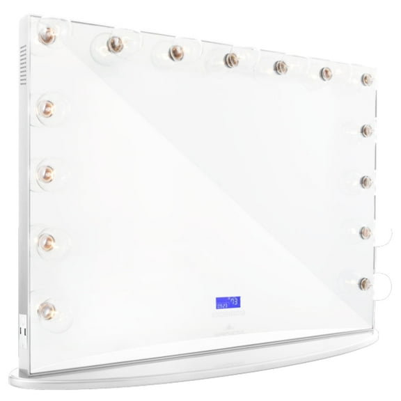 Impressions Vanity Mirror Hollywood Glow Pro LED Makeup Mirror, Tabletop Wall Mount (Glossy White)