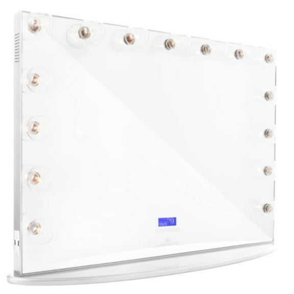 Impressions Vanity Mirror Hollywood Glow Pro LED Makeup Mirror with 15 LED Lights (Glossy White)