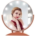 thumbnail image 1 of Impressions Vanity Mirror with Lights, Hollywood Sunset Tri Tone Makeup Mirror with LED Bulbs, Touch Control Desk Mirror, 360° Rotatable, Round Shape Cosmetic Mirror with Power Adapter (Rose Gold), 1 of 4