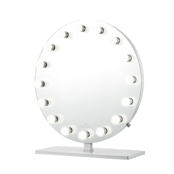 Impressions Vanity Monarch Plus Hollywood Desk Mirror with LED Globe Bulbs for Bedroom (Silver)