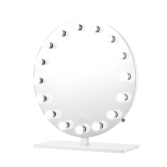 Impressions Vanity Monarch Plus Hollywood Desk Mirror with Lights, Tabletop Makeup Mirror (White)