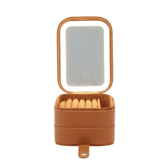 Impressions Vanity Montreaux Double Layer Jewelry Travel Case with LED Mirror with Top Handle