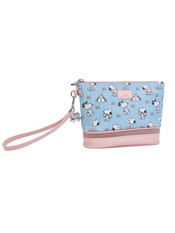 Impressions Vanity Peanuts Snoopy Bowtie Cosmetic Clutch with Snoopy bowtie charm, Removable Strap