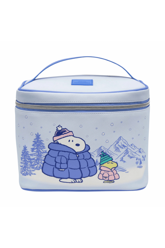 Impressions Vanity Peanuts SNOOPY Winter Makeup Train Case with Top Handle and Artwork