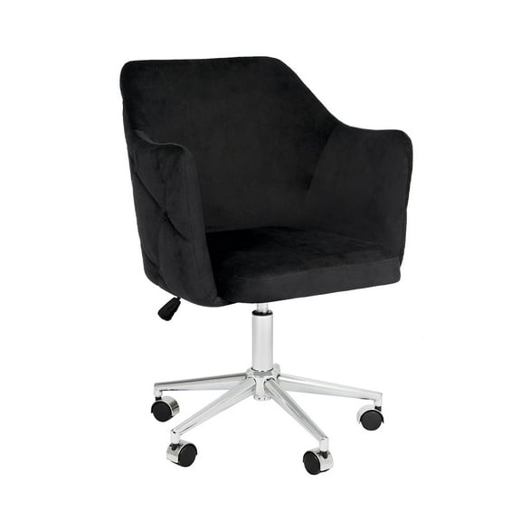 Impressions Vanity Pearl Tufted 360 Degree Swivel Vanity Chair with Height Adjustable (Black)