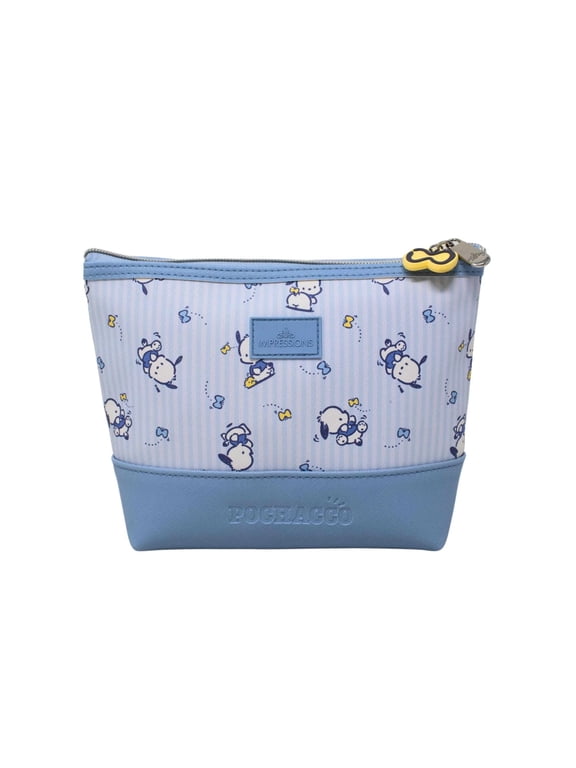 Impressions Vanity Pochacco Tapered Cosmetic Pouch with Butterfly Charm Zipper Pull, Gold Hardware