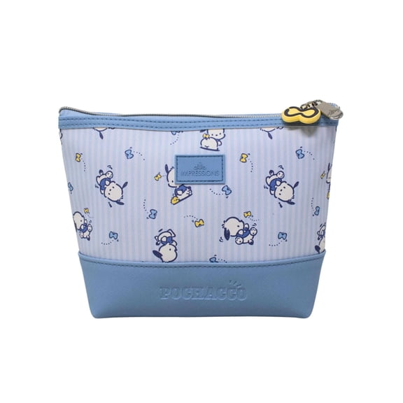 Impressions Vanity Pochacco Tapered Cosmetic Pouch with Butterfly Charm Zipper Pull, Gold Hardware