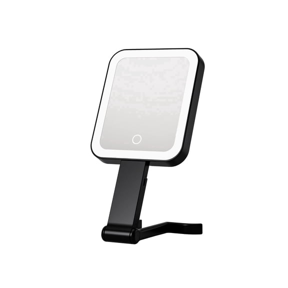 Impressions Vanity Core Dual Sided Handheld LED Mirror with Dual Magnification, Adjustable Lighting (Black)