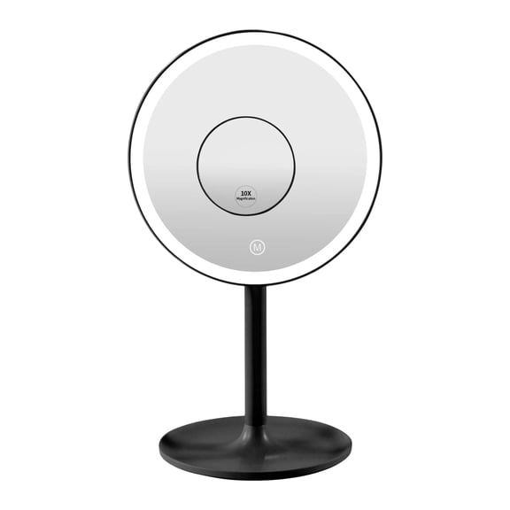 Impressions Vanity Poppy LED Makeup Mirror with 10x Magnification, Tri Tone Lighting, Touch Control (Black)