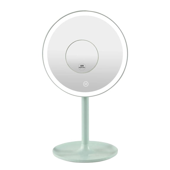 Impressions Vanity Poppy LED Makeup Mirror with 10x Magnification, Tri Tone Lighting, Touch Control (Mint)