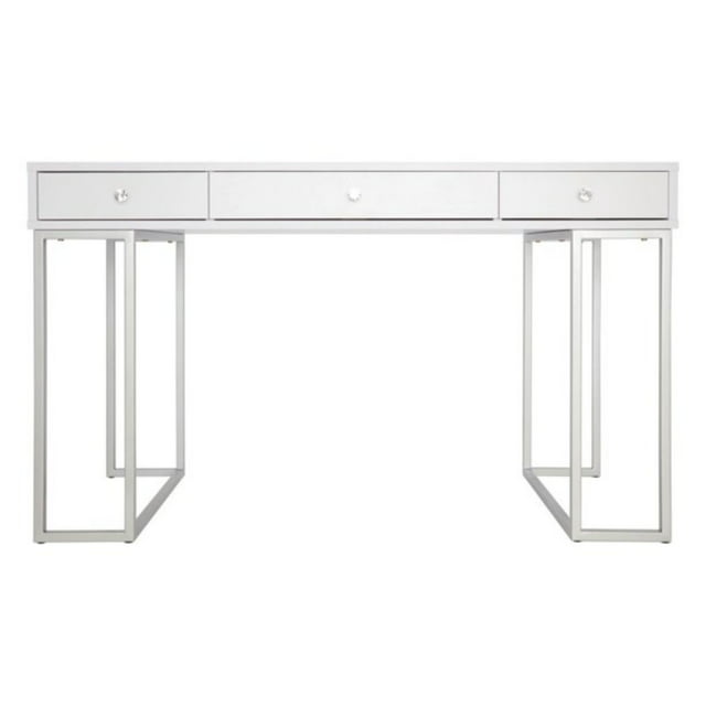 Impressions Vanity Premium Makeup Desk, Celeste Modern Table with 3 Drawers and Crystal Knobs, Perfect for Bedroom Decore (White)