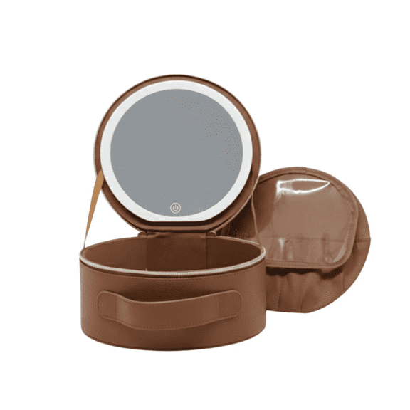 Impressions Vanity RIO Makeup Case with LED Makeup Mirror, Faux Leather Exterior and Top Handle