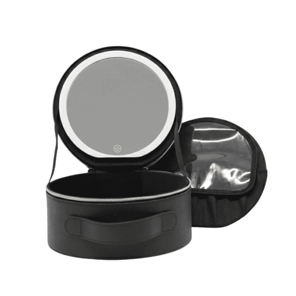 Impressions Vanity RIO Makeup Case with LED Makeup Mirror, Faux Leather Exterior and Top Handle