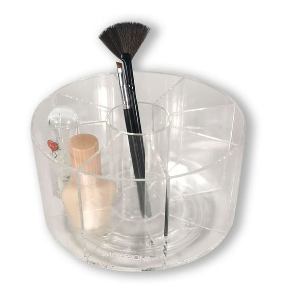 Impressions Vanity Rotating Acrylic Makeup Organizer, Spinner Compartments Countertop Display Case