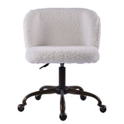 Impressions Vanity Rylee Swivel Vanity Chair with Adjustable Height and Wheels (White Lambs Wool)