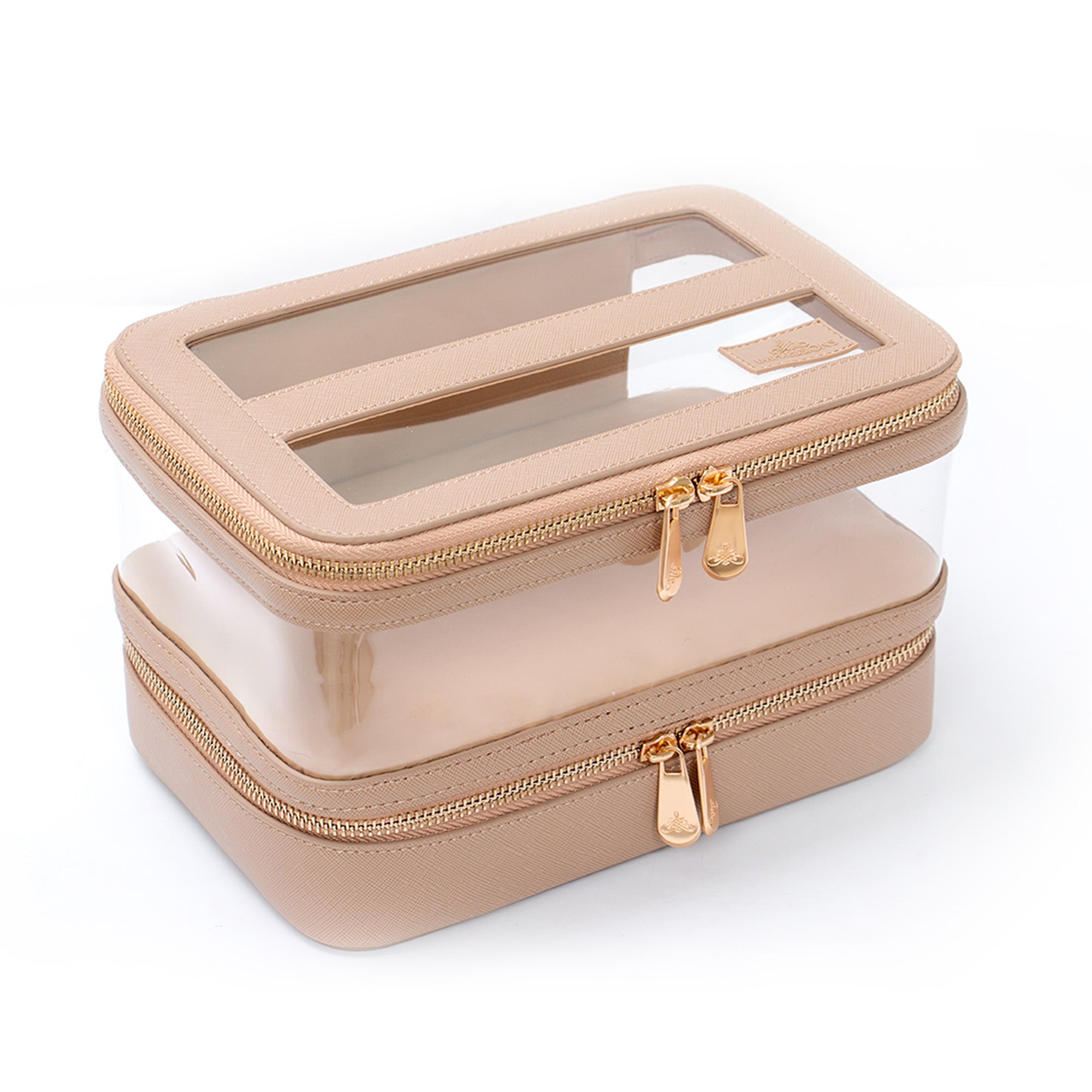 Impressions Vanity Santorini Train Case with Brush Holder, Durable Travel Case with Compartment