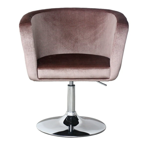Impressions Vanity Simone Armchair with 360 Swivel, Makeup Chair with Flat Metal Base (Pink Velvet)