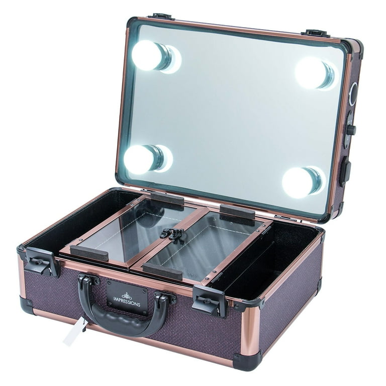 Kemier Makeup Train Case - Cosmetic Organizer Box Makeup Case with Lights  and Mirror / Makeup Case with Customized Dividers / Large Makeup Artist