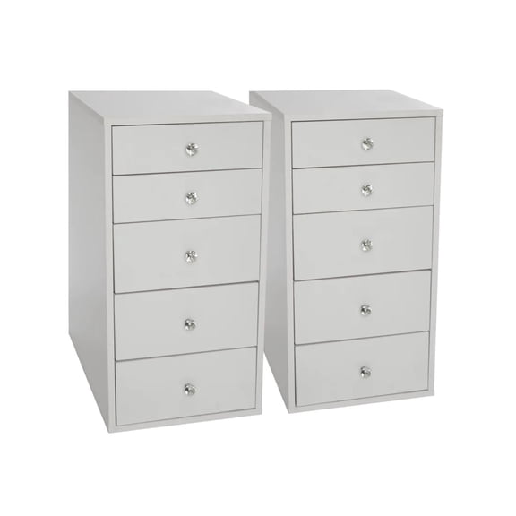 Impressions Vanity Slaystation 5 Drawer Dresser for Adults, Makeup Vanity Storage Unit with Drawer Knobs, Bright White
