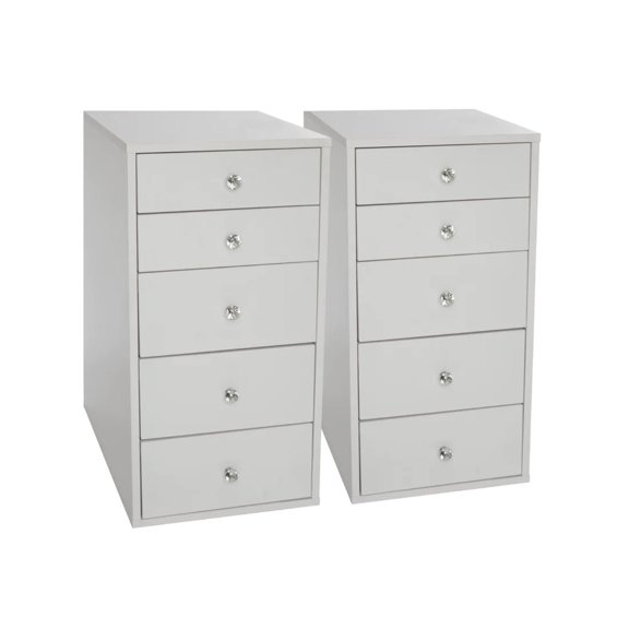 Impressions Vanity SlayStation 5 Drawer Makeup Vanity Storage Unit with Drawer Knobs (Bright White)