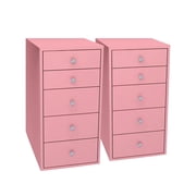 Impressions Vanity SlayStation 5 Drawer Makeup Vanity Storage Unit with Drawer Knobs Pink