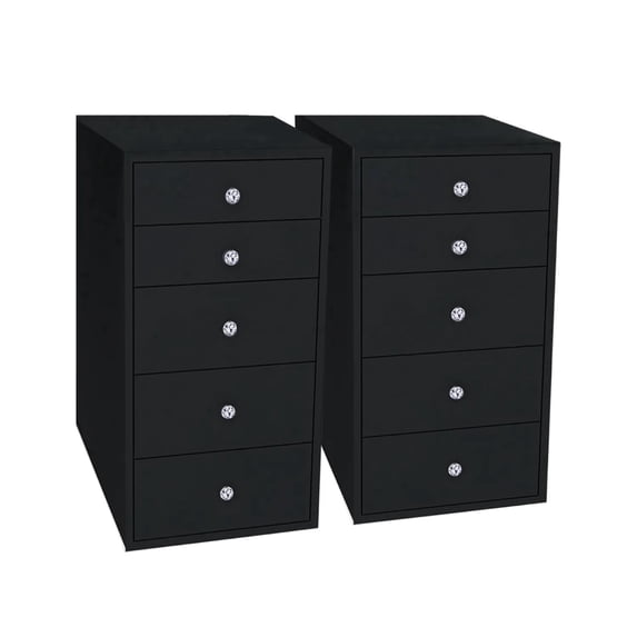 Impressions Vanity SlayStation 5 Drawer Makeup Vanity Storage Unit with Drawer Knobs (Pro Black)