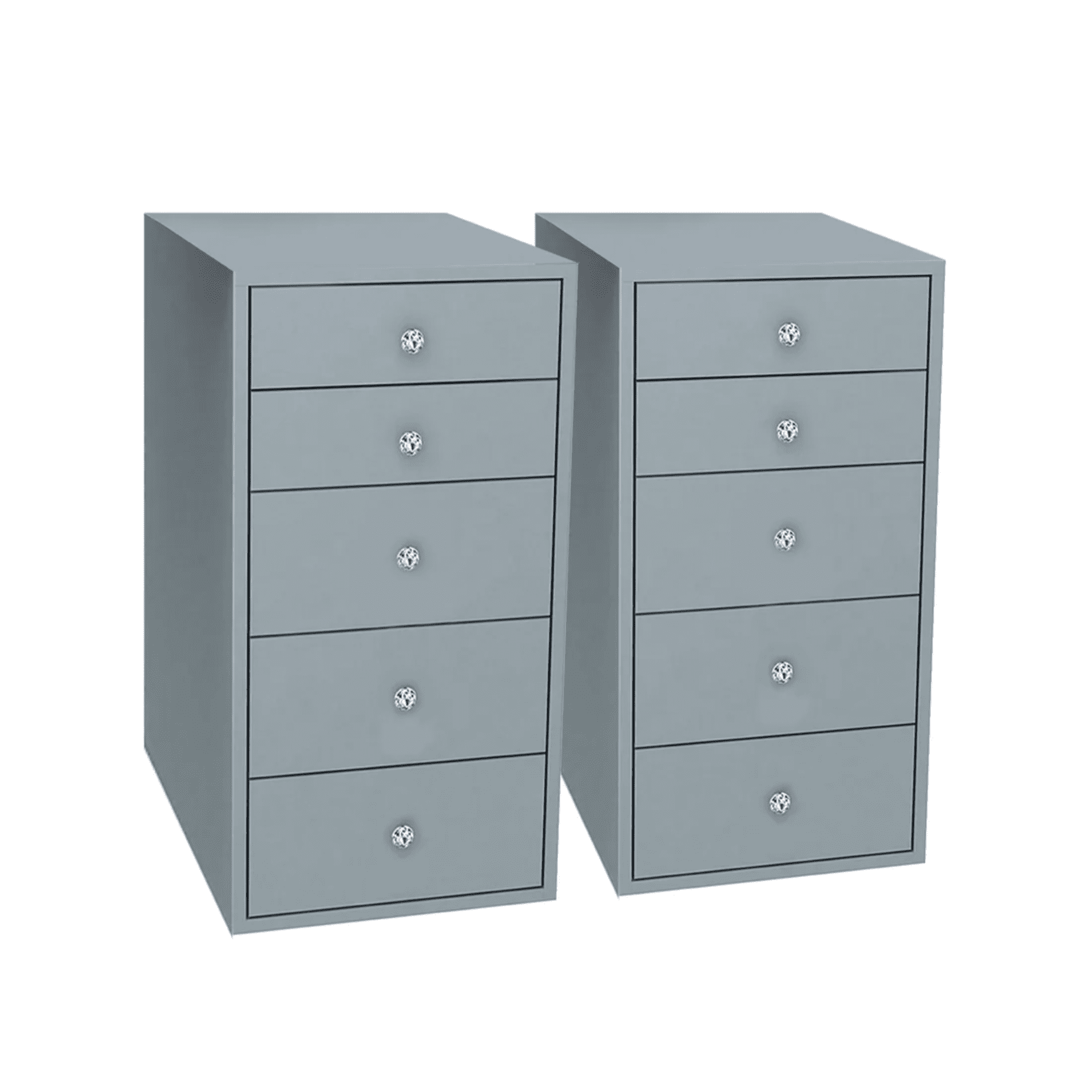 Impressions Vanity SlayStation 5 Drawer Makeup Vanity Storage Unit with Drawer Knobs (Silver)