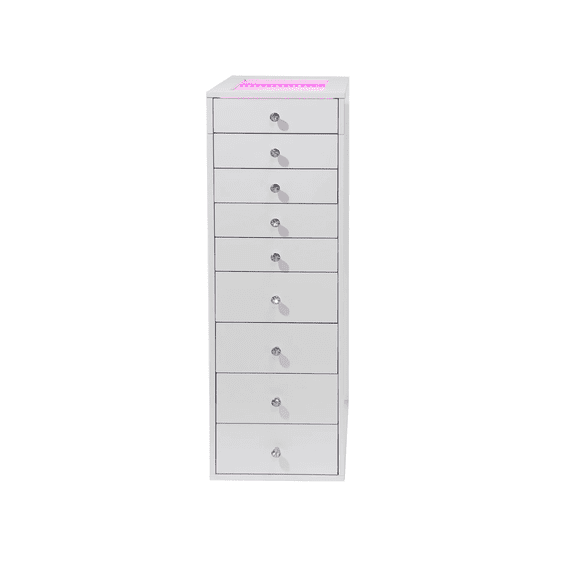Impressions Vanity SlayStation 9 Drawer Display Storage with RGB Lighting Table Top and 9 Drawers