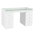 thumbnail image 1 of Impressions Vanity SlayStation Bella Makeup Vanity Table with Drawers and Clear Glass Top (White), 1 of 4
