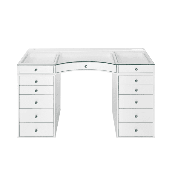 Impressions Vanity SlayStation Concave Plus 2.0 Vanity Table with LED Light and Drawer Unit Bundles