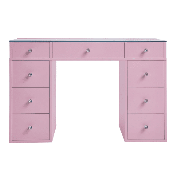 Impressions Vanity SlayStation Kids Vanity Table with Integrated LED Strip Light Tabletop (Light Pink)