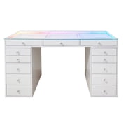 Impressions Vanity SlayStation Lumina Pro 2.0 Vanity Table with RGB Light, Clear View Glass TableTop