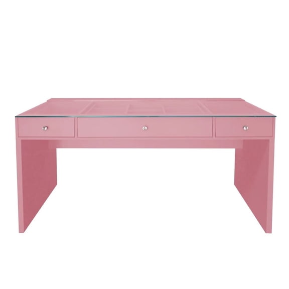 Impressions Vanity SlayStation Naomi Vanity Desk with 3 Drawers, 2 Layers of Preset Dividers (Pink)