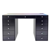 Impressions Vanity SlayStationRadiant Plus 2.0 Vanity Table with RGB Light, Clear Glass TableTop