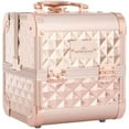 thumbnail image 1 of Impressions Vanity Slaycube Travel Makeup Case with Adjustable Divider, Makeup Organizer(Rose Gold Studded), 1 of 12