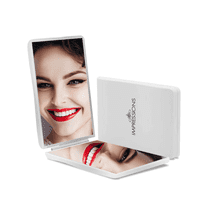 Impressions Vanity Slayessential Compact Facial Mirror with Magnifying Glass, Portable (White)