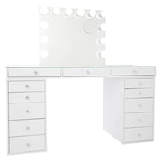 Impressions Vanity Slaystaion Pro 2.0 Makeup Vanity Desk with 5 Drawer Units and Lights Bundle Bright White