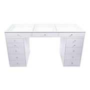 Impressions Vanity Slaystaion Pro 2.0 Makeup Vanity Table with 5 Drawer Units Bundle Bright White