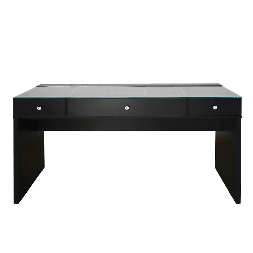 Impressions Vanity Slaystation Naomi Vanity Desk with 3 Drawers, 2 Layers of Preset Dividers (Black)