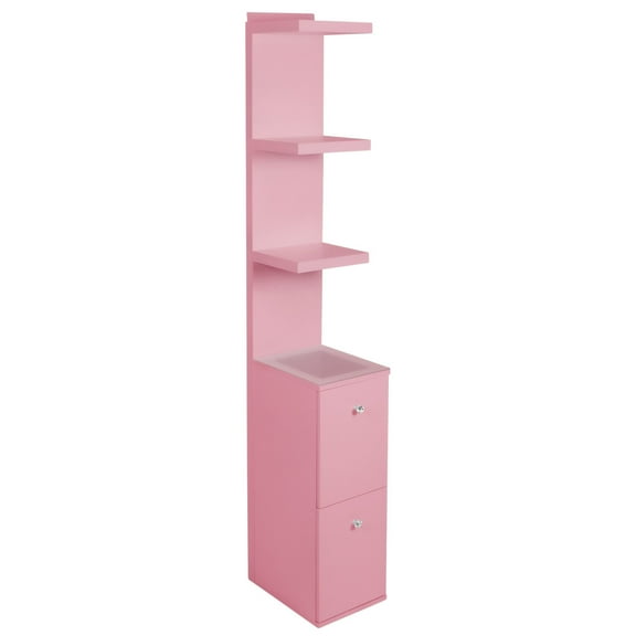 Impressions Vanity Slaystation Natalie Display Shelves with Rack and Storage Cabinet (Light Pink)