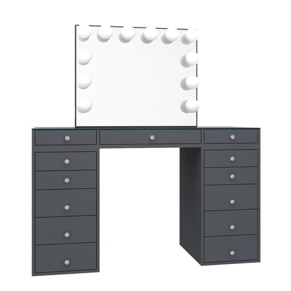 Impressions Vanity Slaystation Plus 2.0 LED Vanity Mirror with Tabletop (Charcoal)