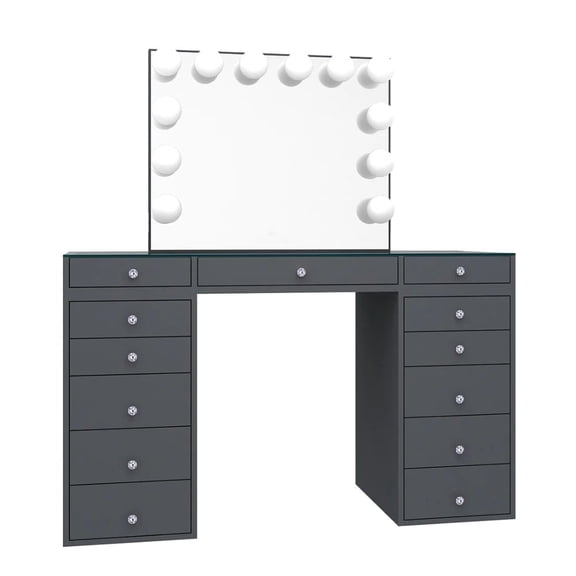 Impressions Vanity Slaystation Plus 2.0 LED Vanity Mirror with Tabletop (Charcoal)