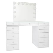 Impressions Vanity Slaystation Plus 2.0 Table with Vanity Mirror and Drawers Bundle Bright White