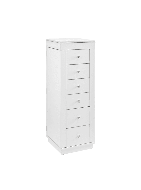 Impressions Vanity Slaystation Storage Cabinet Armoire, Jewelry Organizer with 6 Level Storage Drawers (Bright-White)