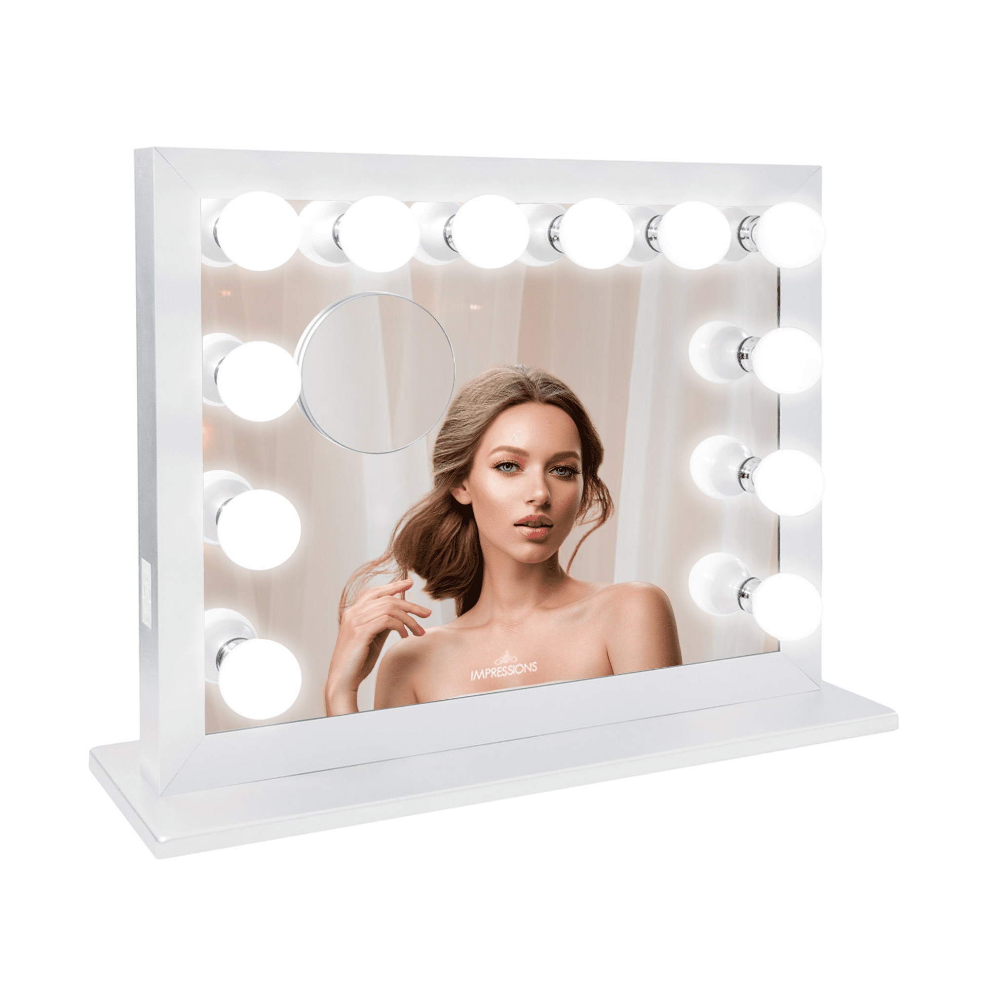 COOLJEEN Large Hollywood Vanity Mirror with Lights Wall Mount Tabletop  Metal White