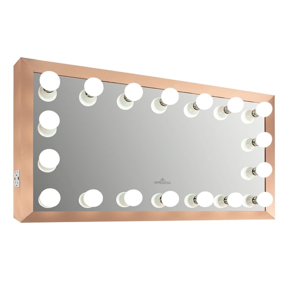 Impressions Vanity Starlight Wide Lighted Vanity Mirror with 15 LED, Wall Mounted (Gold)