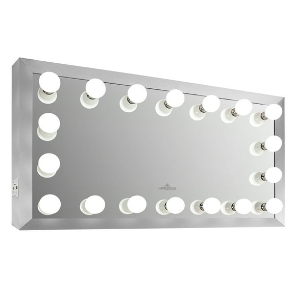 Impressions Vanity Starlight Wide Vanity Mirror Hollywood Lighted Mirror with 18 Dimmable (Silver)