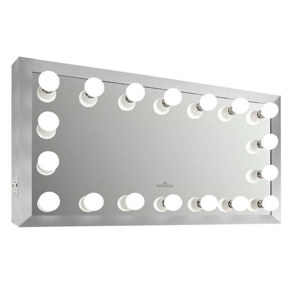 Impressions Vanity Starlight Wide Vanity Mirror Hollywood Lighted Mirror with 18 Dimmable (Silver)